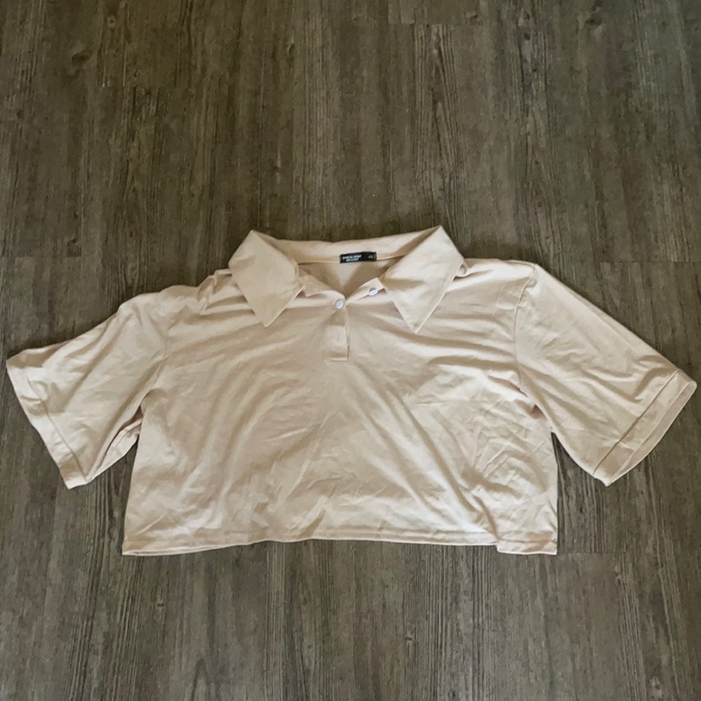 SHEIN Plus Polo Neck Crop Tee